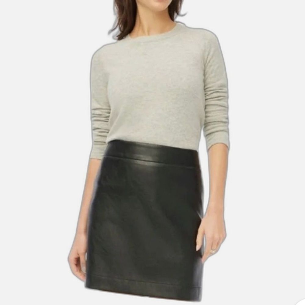 J. Crew Factory Black Vegan Leather A Line Shimmer Mini Skirt NWOT